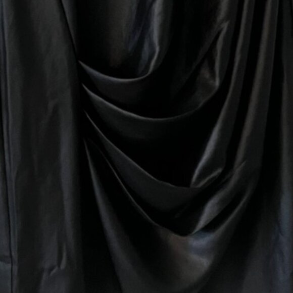 French Connection Faux Leather Black Drape Dress - size 10 - Picture 3 of 6